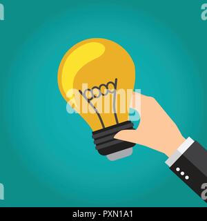 Hand holding a lightbulb. Illustration. Stock Vector