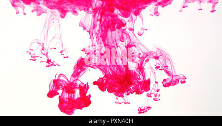 Bright red ink on pure white background. Fantastic texture and shape to cloud formation Stock Photo