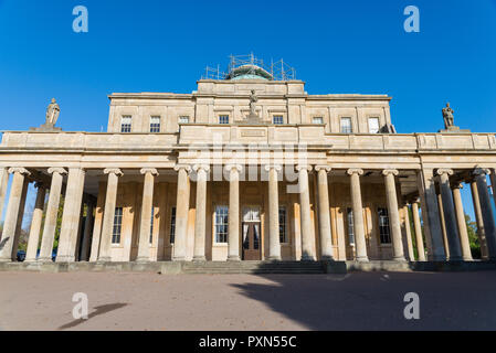 The Pittville Pump Room in Pittville Park, Cheltenham, Gloucestershire is a regency building and the grandest spa building remaining in Cheltenham Stock Photo