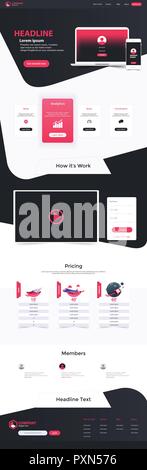 Website Landing Page Design Web Analytics Website Vector Template Design Stock Vector