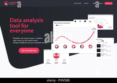 Website Landing Page Design Web Analytics Website Vector Template Design Stock Vector