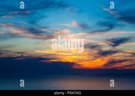 Fiery orange sunset sky. Bali, Indonesia Stock Photo