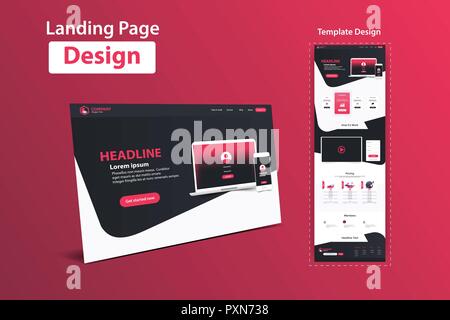Website Landing Page Design Web Analytics Website Vector Template Design Stock Vector