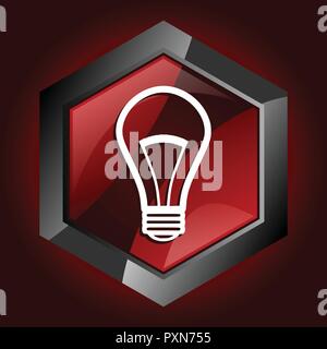 bulb light energy idea power lightbulb electricity hexagon dark red vector icon Stock Vector