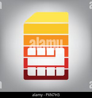 Sim card sign. Vector. Horizontally sliced icon with colors from sunny gradient in gray background. Stock Vector