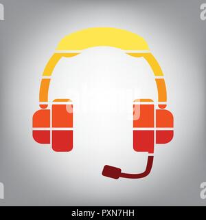 Support sign illustration. Vector. Horizontally sliced icon with colors from sunny gradient in gray background. Stock Vector