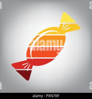 Candy sign illustration. Vector. Horizontally sliced icon with colors from sunny gradient in gray background. Stock Vector