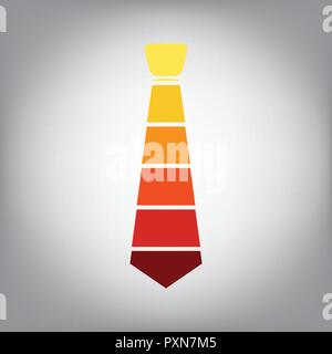 Tie sign illustration. Vector. Horizontally sliced icon with colors from sunny gradient in gray background. Stock Vector