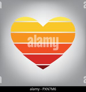 Tie sign. Vector. Horizontally sliced icon with colors from sunny gradient in gray background. Stock Vector