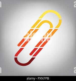 Clip sign illustration. Vector. Horizontally sliced icon with colors from sunny gradient in gray background. Stock Vector