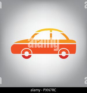Car sign illustration. Vector. Horizontally sliced icon with colors from sunny gradient in gray background. Stock Vector