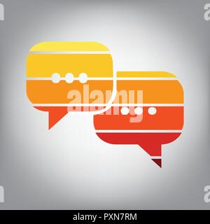 Speech bubbles sign. Vector. Horizontally sliced icon with colors from sunny gradient in gray background. Stock Vector
