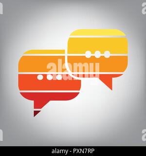 Speech bubbles sign. Vector. Horizontally sliced icon with colors from sunny gradient in gray background. Stock Vector