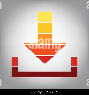 Download sign illustration. Vector. Horizontally sliced icon with colors from sunny gradient in gray background. Stock Vector
