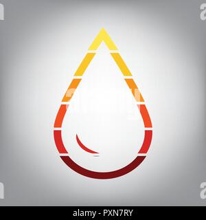 Drop of water sign. Vector. Horizontally sliced icon with colors from sunny gradient in gray background. Stock Vector