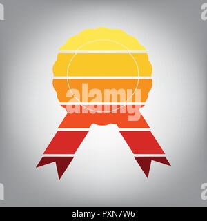 Label sign ribbons. Vector. Horizontally sliced icon with colors from sunny gradient in gray background. Stock Vector