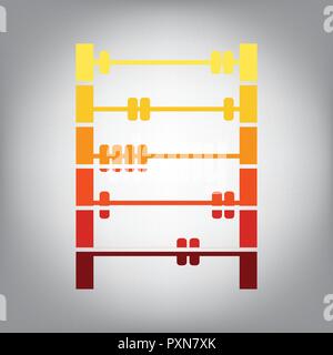 Retro abacus sign. Vector. Horizontally sliced icon with colors from sunny gradient in gray background. Stock Vector