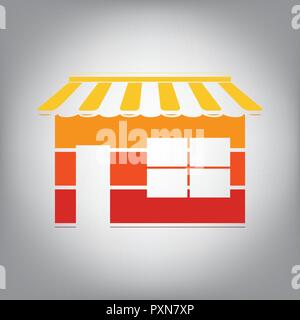 Store sign illustration. Vector. Horizontally sliced icon with colors from sunny gradient in gray background. Stock Vector