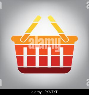 Shopping basket sign. Vector. Horizontally sliced icon with colors from sunny gradient in gray background. Stock Vector