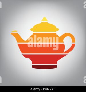 Tea maker sign. Vector. Horizontally sliced icon with colors from sunny gradient in gray background. Stock Vector