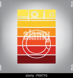 Washing machine sign. Vector. Horizontally sliced icon with colors from sunny gradient in gray background. Stock Vector