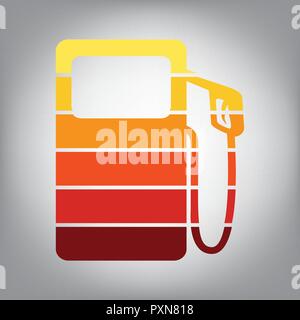 Gas pump sign. Vector. Horizontally sliced icon with colors from sunny gradient in gray background. Stock Vector