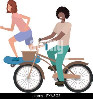 beautiful and young woman with bicycle character Stock Vector Image ...