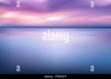 horizontal wide blue pink sky blurred background. Sunset and sunrise sea blurred background Stock Vector