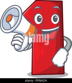 With megaphone character number one on the platform Stock Vector