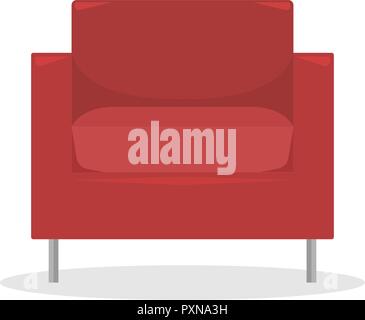 Flat vector illustration. Red modern armchair in retro style. An isolated figure. Stock Vector