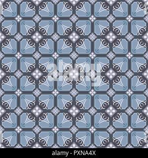 Portuguese tile pattern vector seamless with old ornaments. Mexican talavera, italian sicily, majolica, spanish ceramic.  Perfect for fabrics, promoti Stock Vector