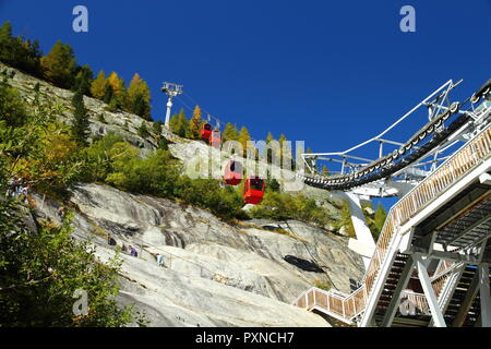 Imposing panorama view at the mountains around the Mer de Glace glacier. Stock Photo