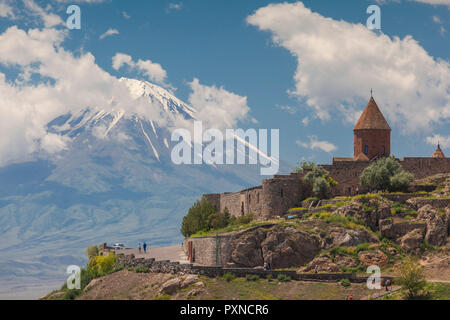 Armenia, Khor Virap, Khor Virap Monastery, 6th century, and Little Mt. Ararat Stock Photo
