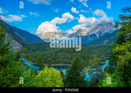 View at Zugspitz massif and Blindsee from Fernpass, Tyrol, Austria Stock Photo