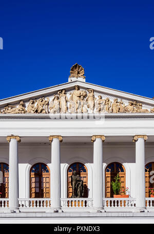 Sucre National Theater, detailed view, Old Town, Quito, Pichincha Province, Ecuador Stock Photo