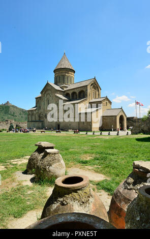 Svetitskhoveli Cathedral (Cathedral of the Living Pillar) completed between the 4th and 11th centuries. A UNESCO World Heritage Site. Mtskheta, the historical capital of Georgia. Caucasus Stock Photo