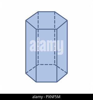 The illustration of an isolated hexagonal prism on white background Stock Vector