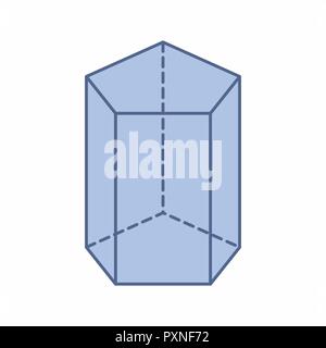 The illustration of an isolated pentagonal prism on white background Stock Vector