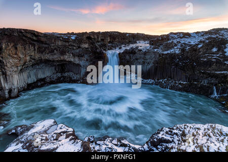 Sprengisandur, Iceland - The Aldeyjarfoss waterfall is situated in the north of Iceland at the northern part of the Sprengisandur Highland Road which  Stock Photo
