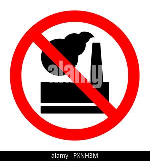 Plant harmful emissions into atmosphere stop forbidden prohibition sign. Vector illustration. Stock Vector