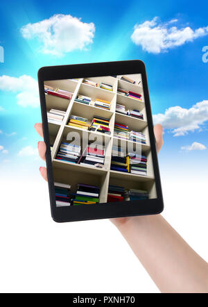 tablet e-book library on hand - clipping path Stock Photo