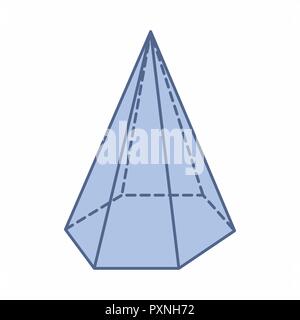 The illustration of an isolated hexagonal pyramid on white background Stock Vector