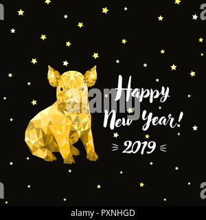 Happy new year 2019, Chinese new year, design gritting card with pig Stock Vector