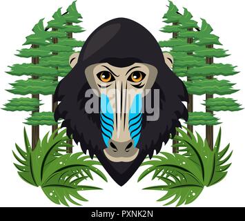 Mandrill face cool sketch Stock Vector