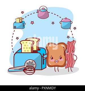 kitchen items cartoon kawaii cartoon Stock Vector