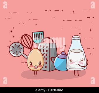kitchen items cartoon kawaii cartoon Stock Vector