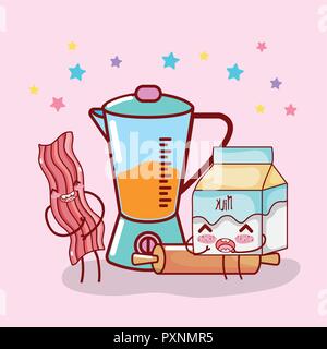 kitchen items cartoon kawaii cartoon Stock Vector