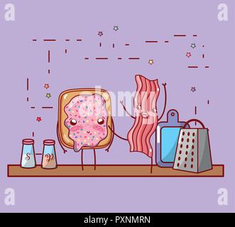 kitchen shelf cartoon kawaii cartoon Stock Vector