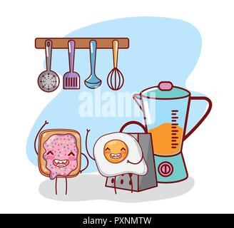 kitchen items cartoon kawaii cartoon Stock Vector