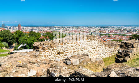 Panorama of Lyon from the Ancient Theatre of Fourviere. France Stock Photo